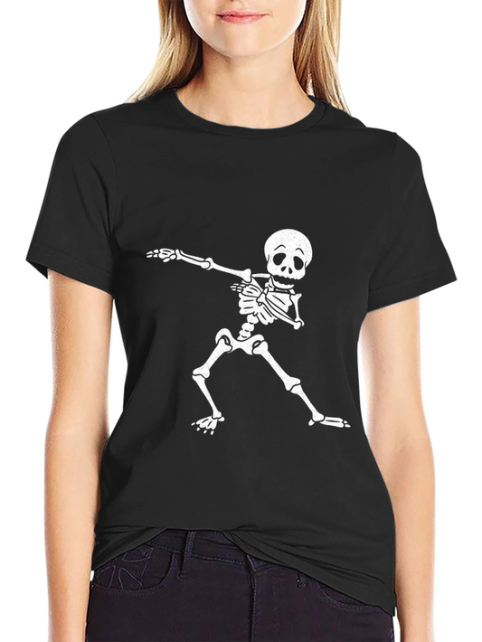 Skeleton Dabbing Graphic Tee - Black Cotton T-Shirt