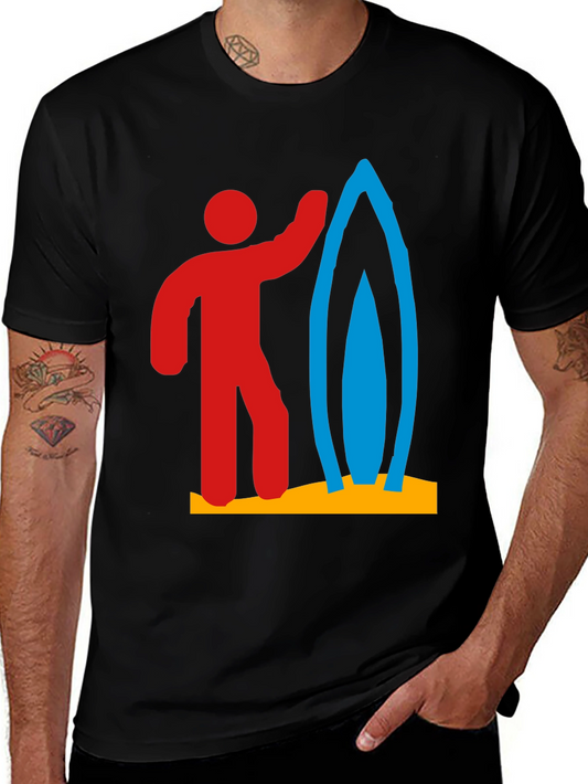 Surfer Graphic Tee - Black Cotton T-Shirt