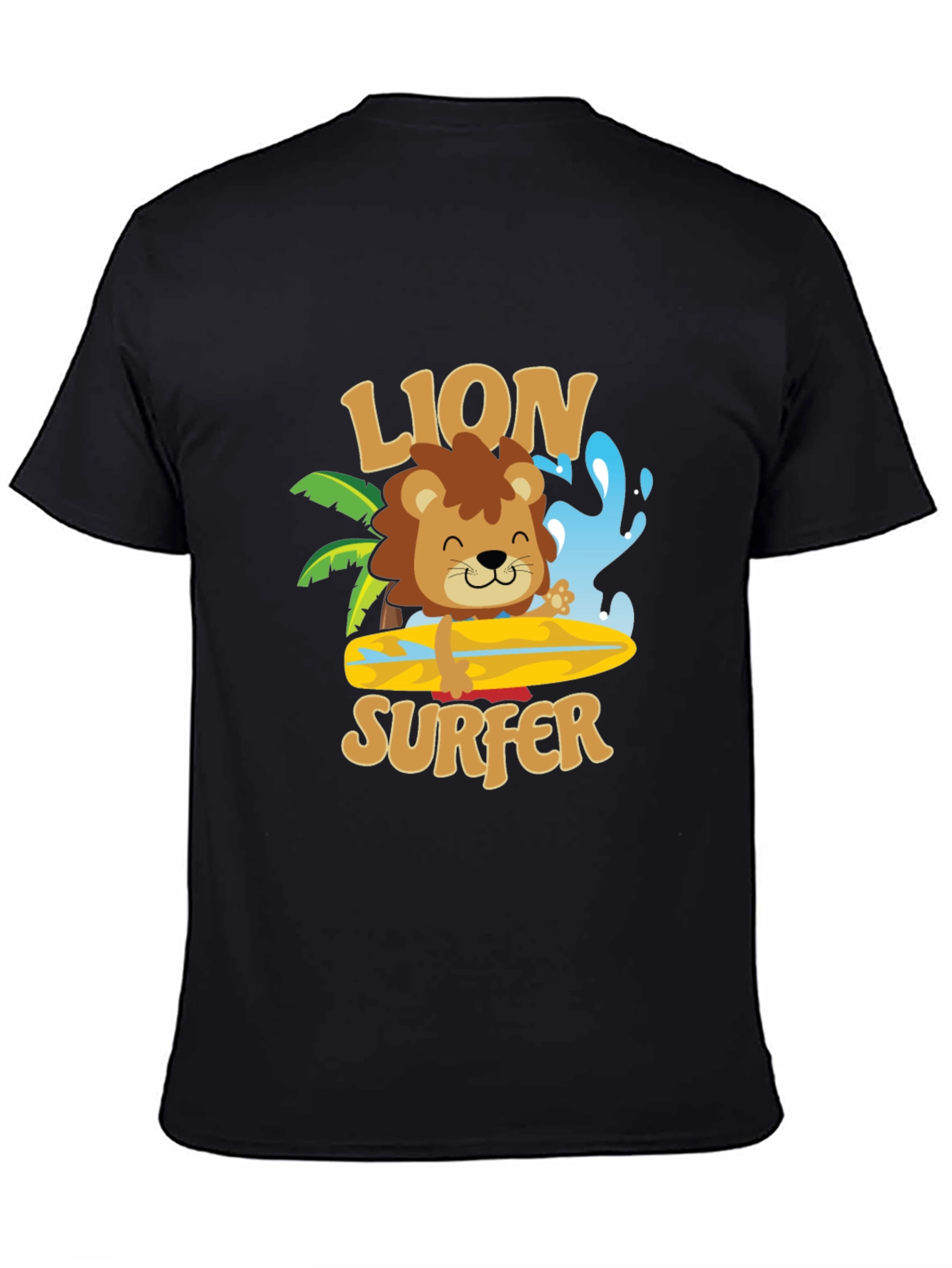 Lion Surfer T-Shirt - Cute Cartoon Design