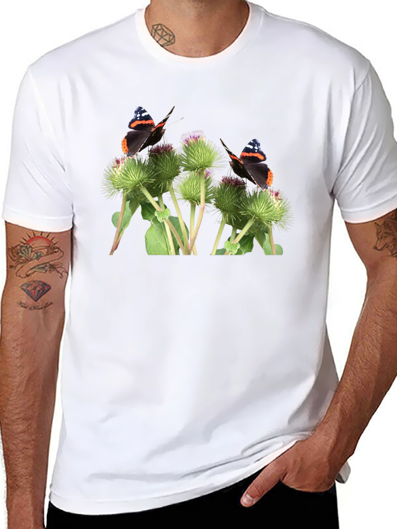 Butterfly and Burdock T-Shirt - Nature Graphic Tee
