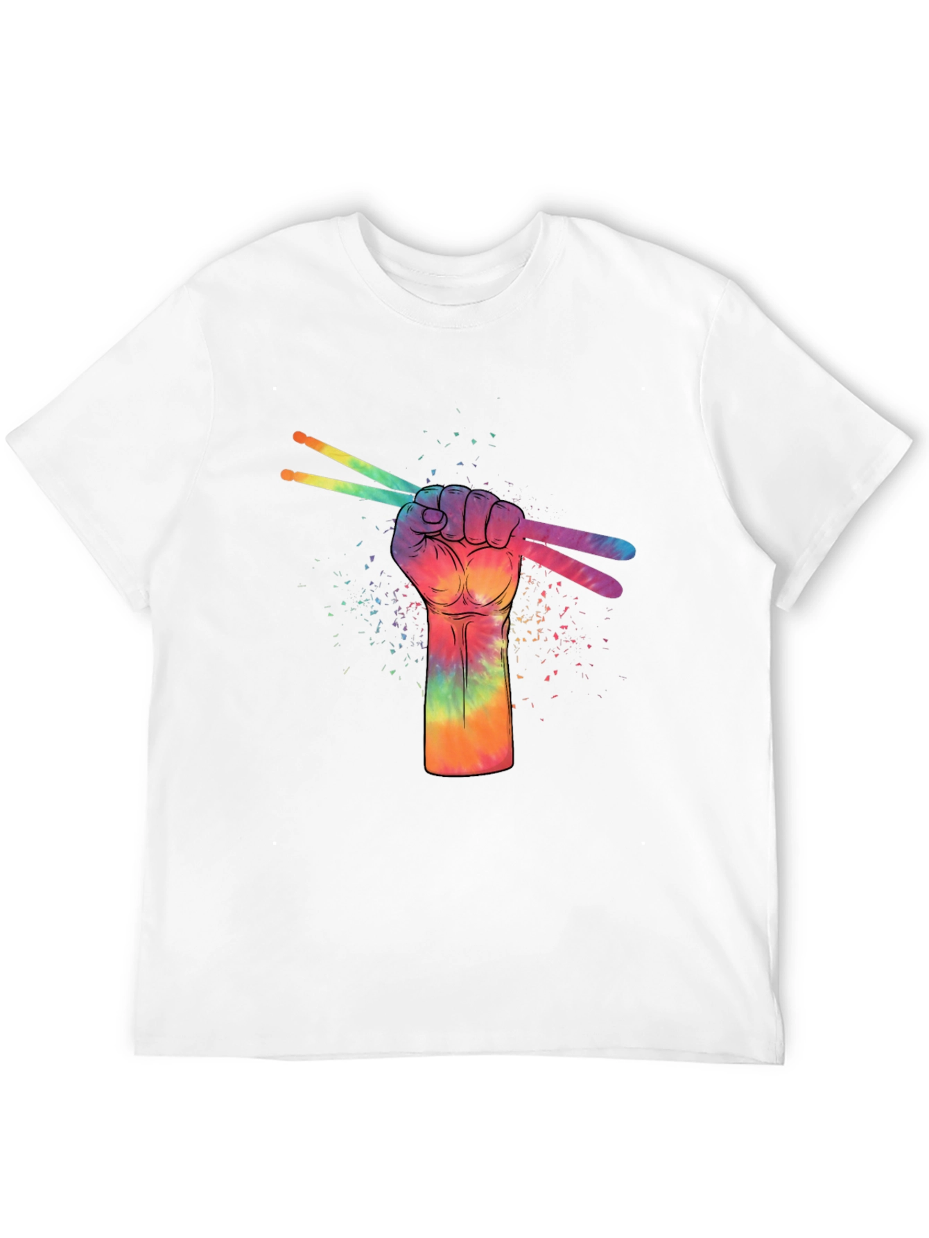 Rainbow Drummer Hand Black T-Shirt