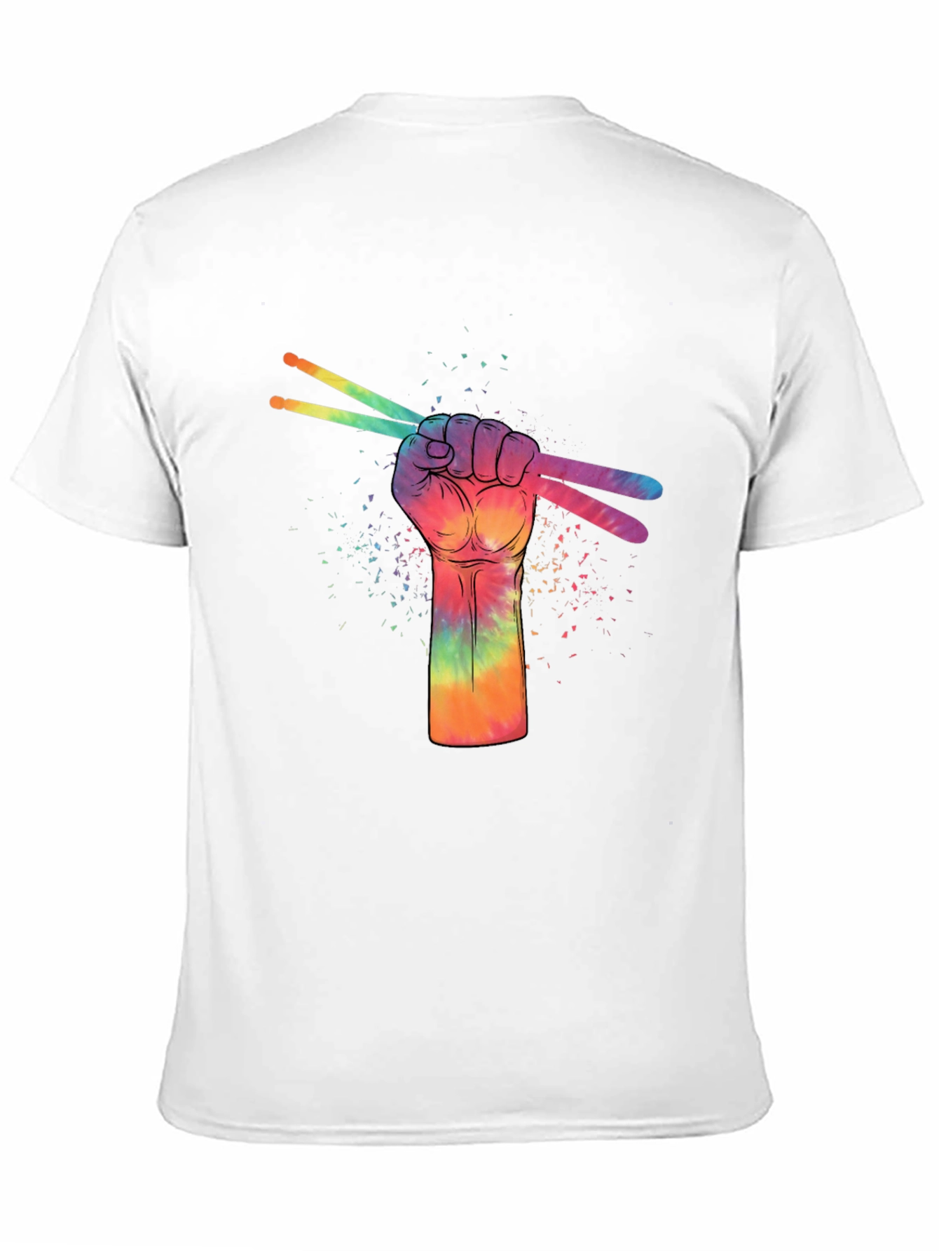 Rainbow Drummer Hand Black T-Shirt