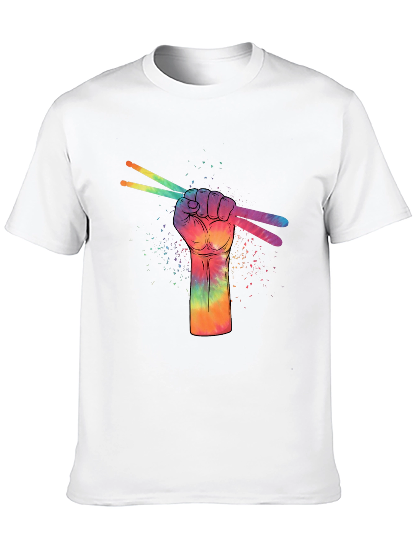 Rainbow Drummer Hand Black T-Shirt