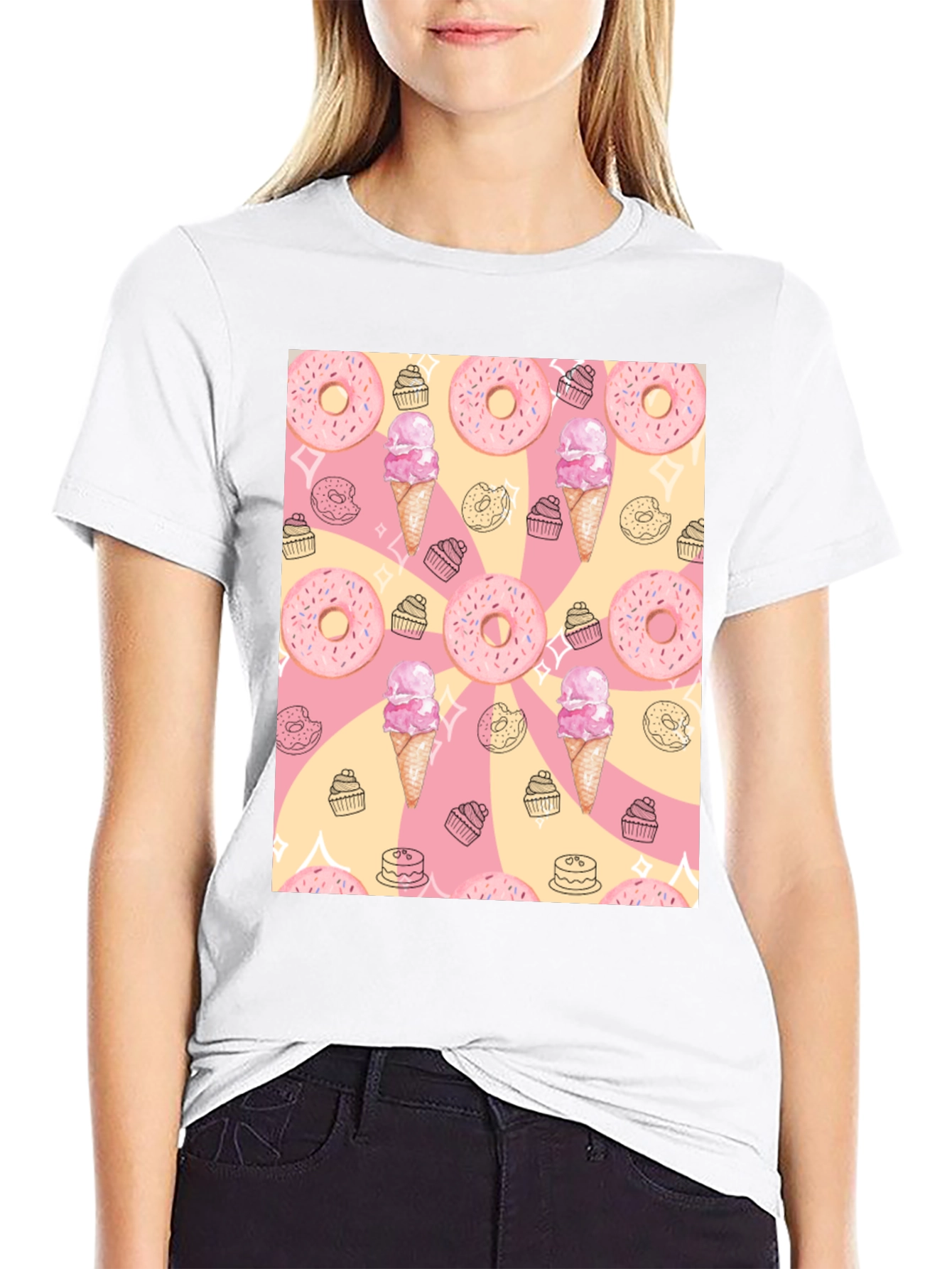 Sweet Treats T-Shirt - Donut & Ice Cream Design