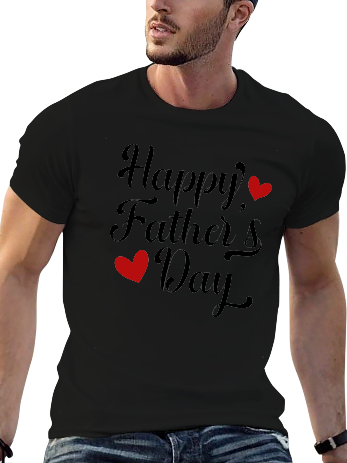 Happy Fathers Day Black Graphic T-Shirt