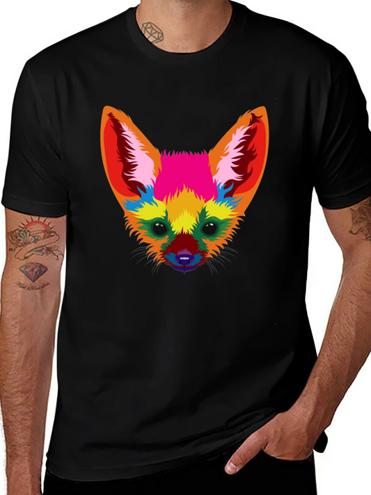 Colorful Fox Graphic T-Shirt - Artistic Animal Tee