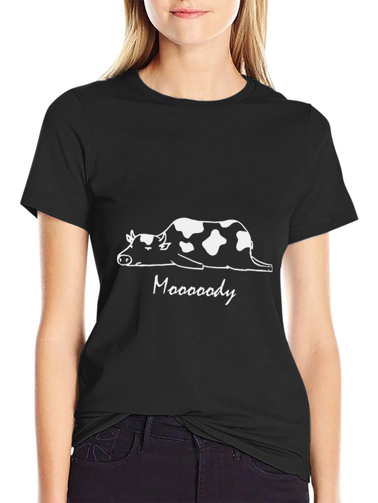 Mooooody Cow Graphic Black T-Shirt - Funny Tee