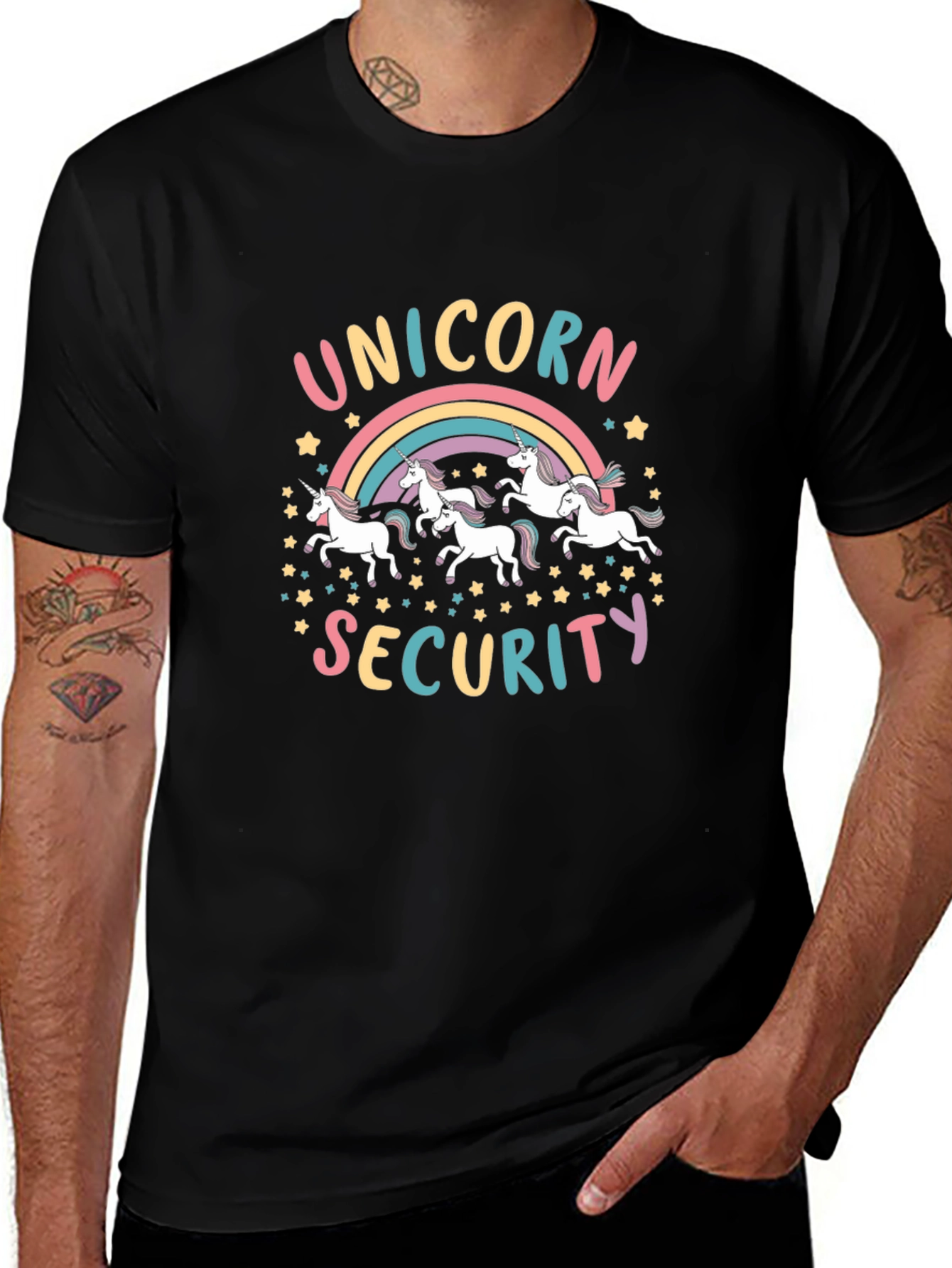 Unicorn Security Graphic T-Shirt - Black