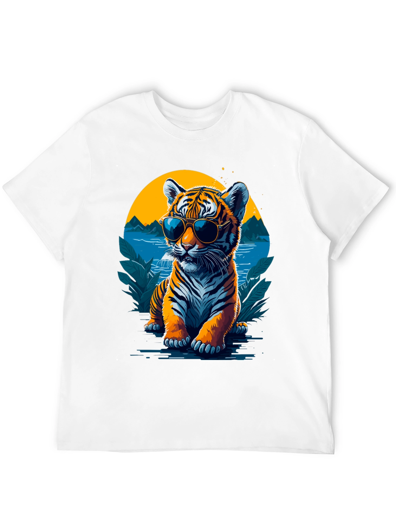 Cool Tiger Graphic Tee - Black Cotton Blend