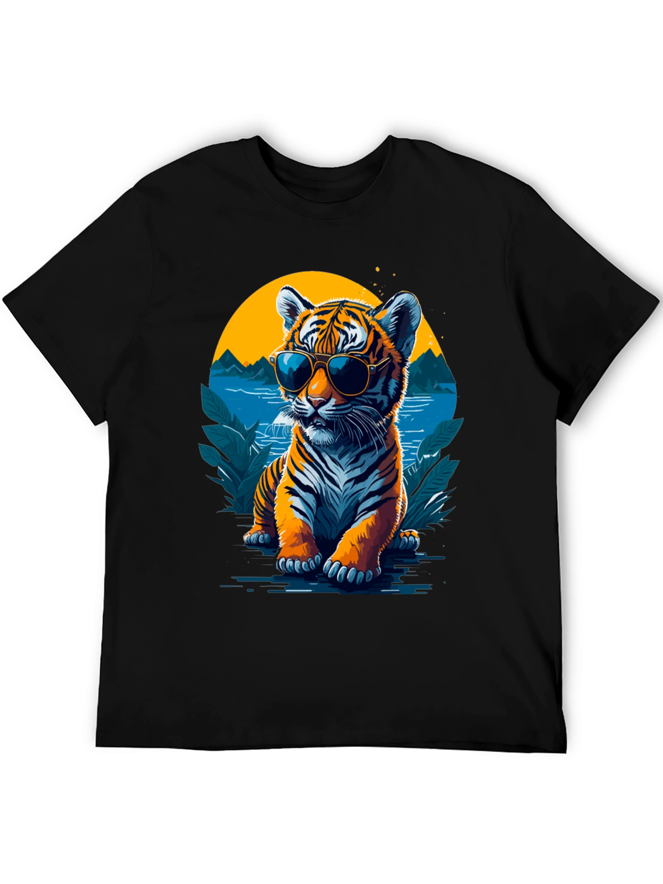 Cool Tiger Graphic Tee - Black Cotton Blend