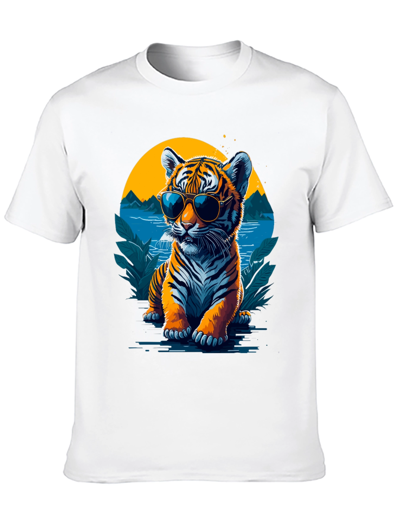 Cool Tiger Graphic Tee - Black Cotton Blend
