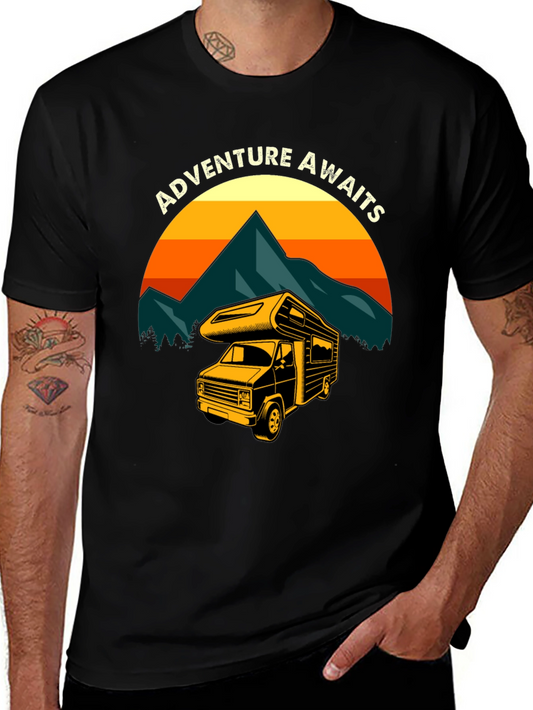 Adventure Awaits Camper Van Graphic T-Shirt