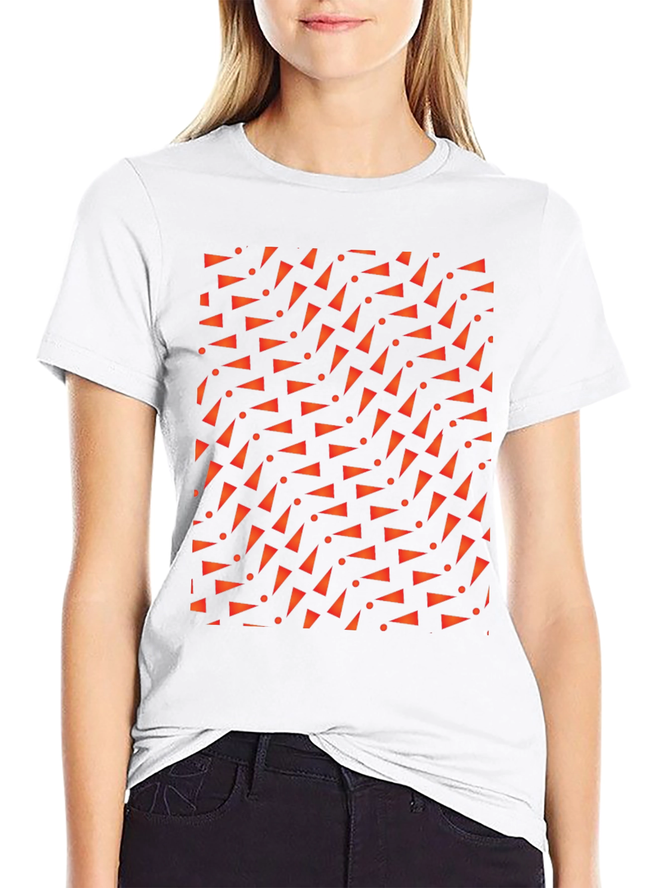 Geometric Triangle Pattern Black T-Shirt