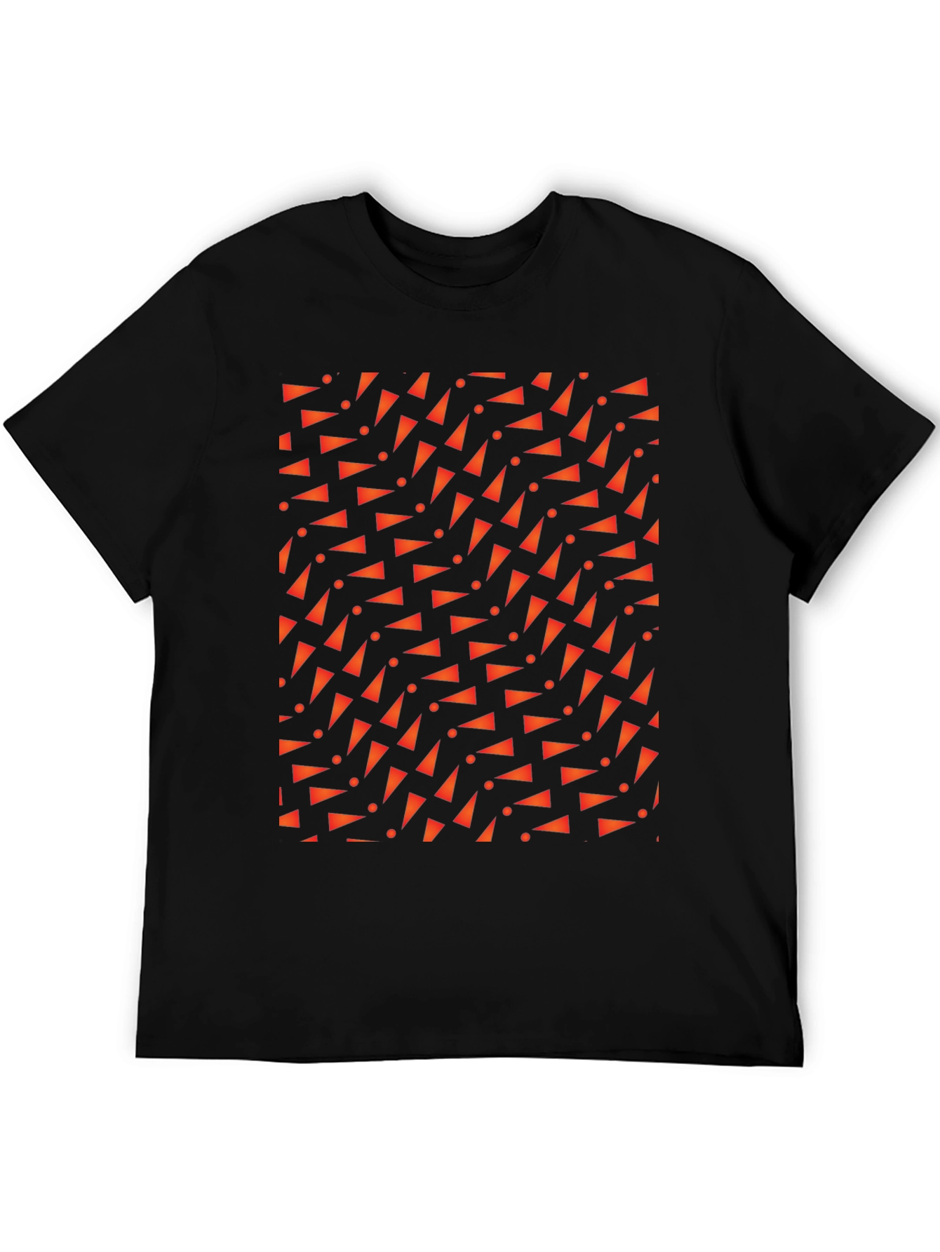 Geometric Triangle Pattern Black T-Shirt