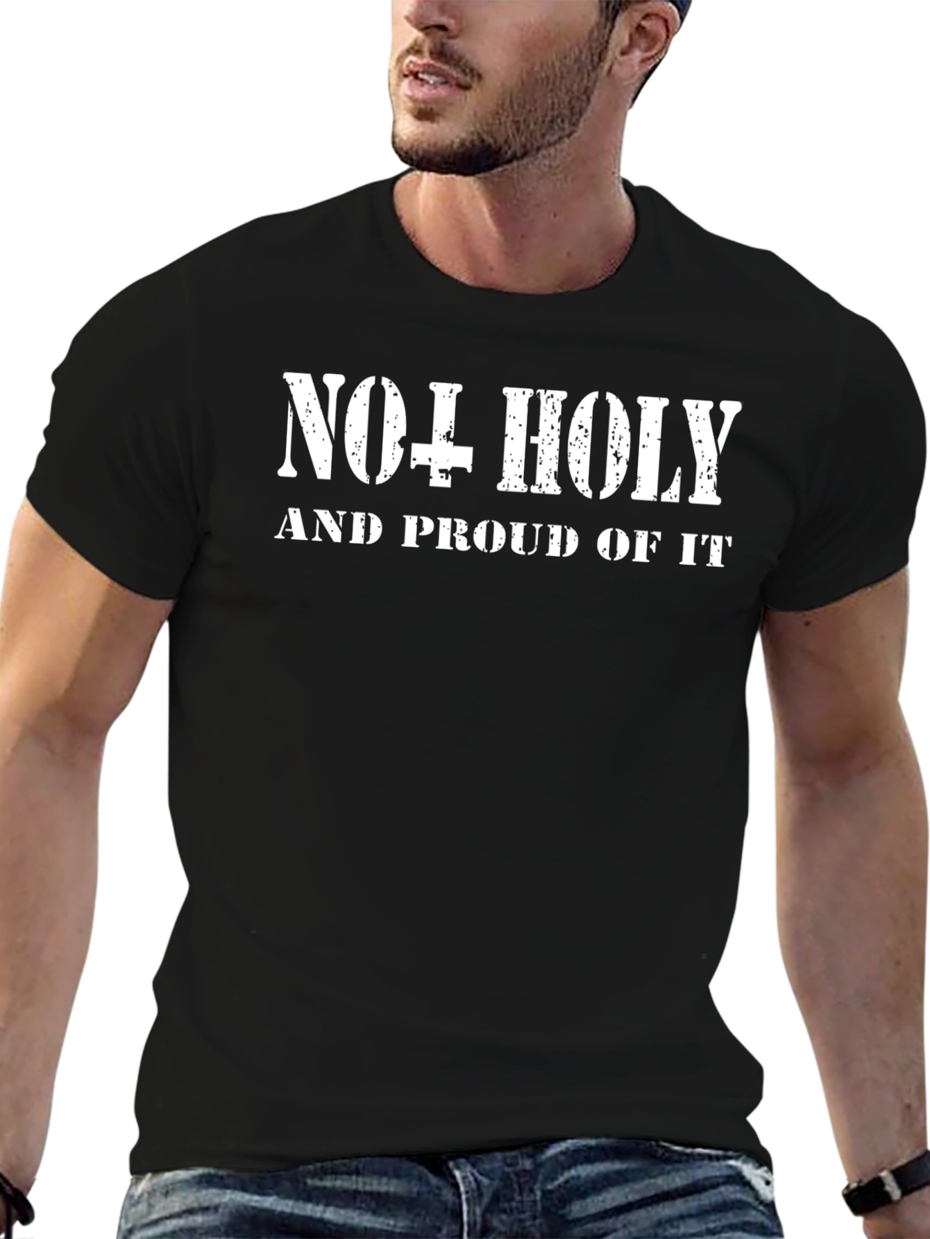 No + Holy Graphic T-Shirt - Black