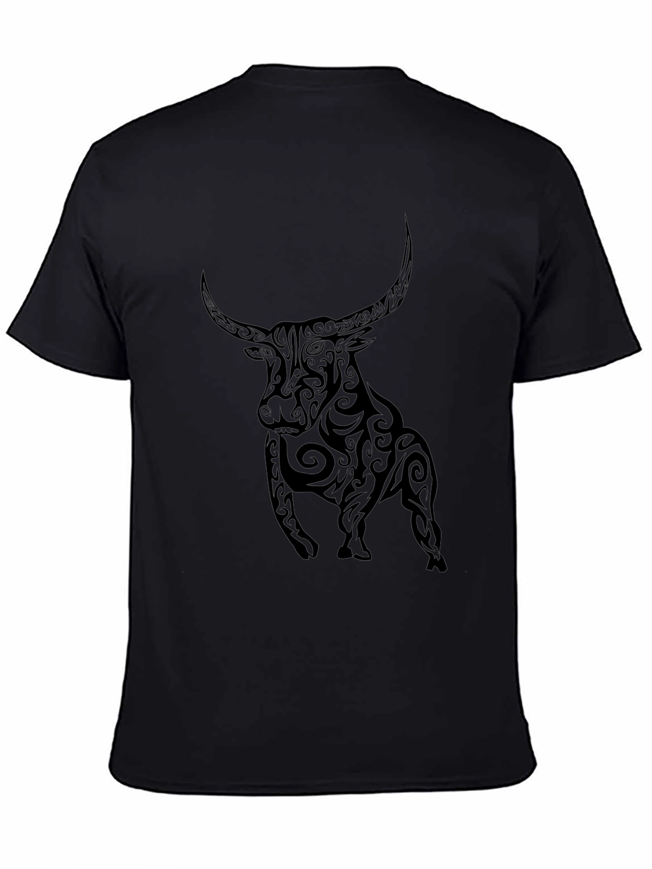 Tribal Bull Graphic Black T-Shirt