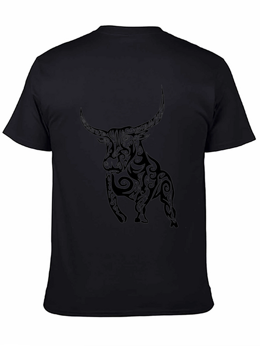 Tribal Bull Graphic Black T-Shirt