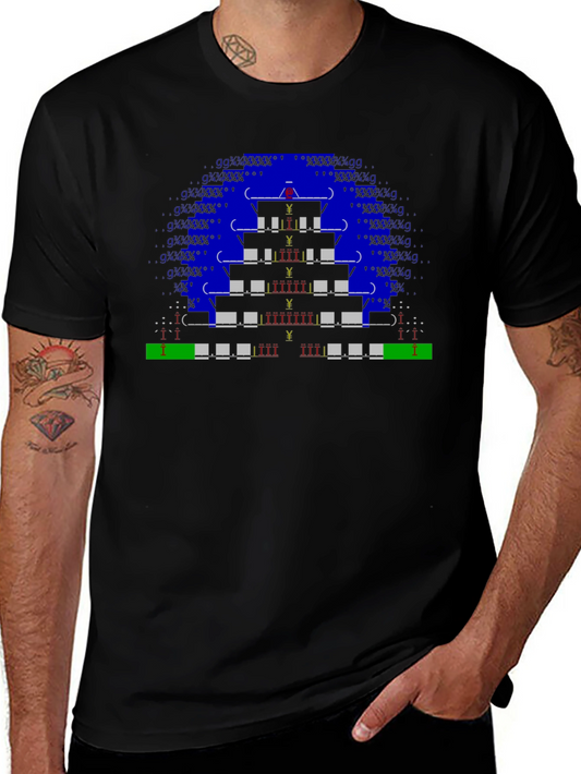 ASCII Art Temple Black T-Shirt