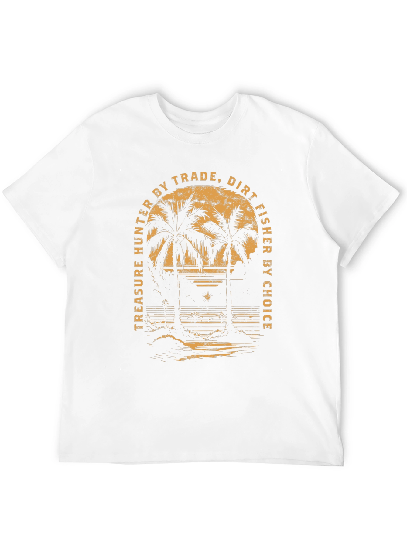 Treasure Hunter Beach Palm Tree Graphic T-Shirt