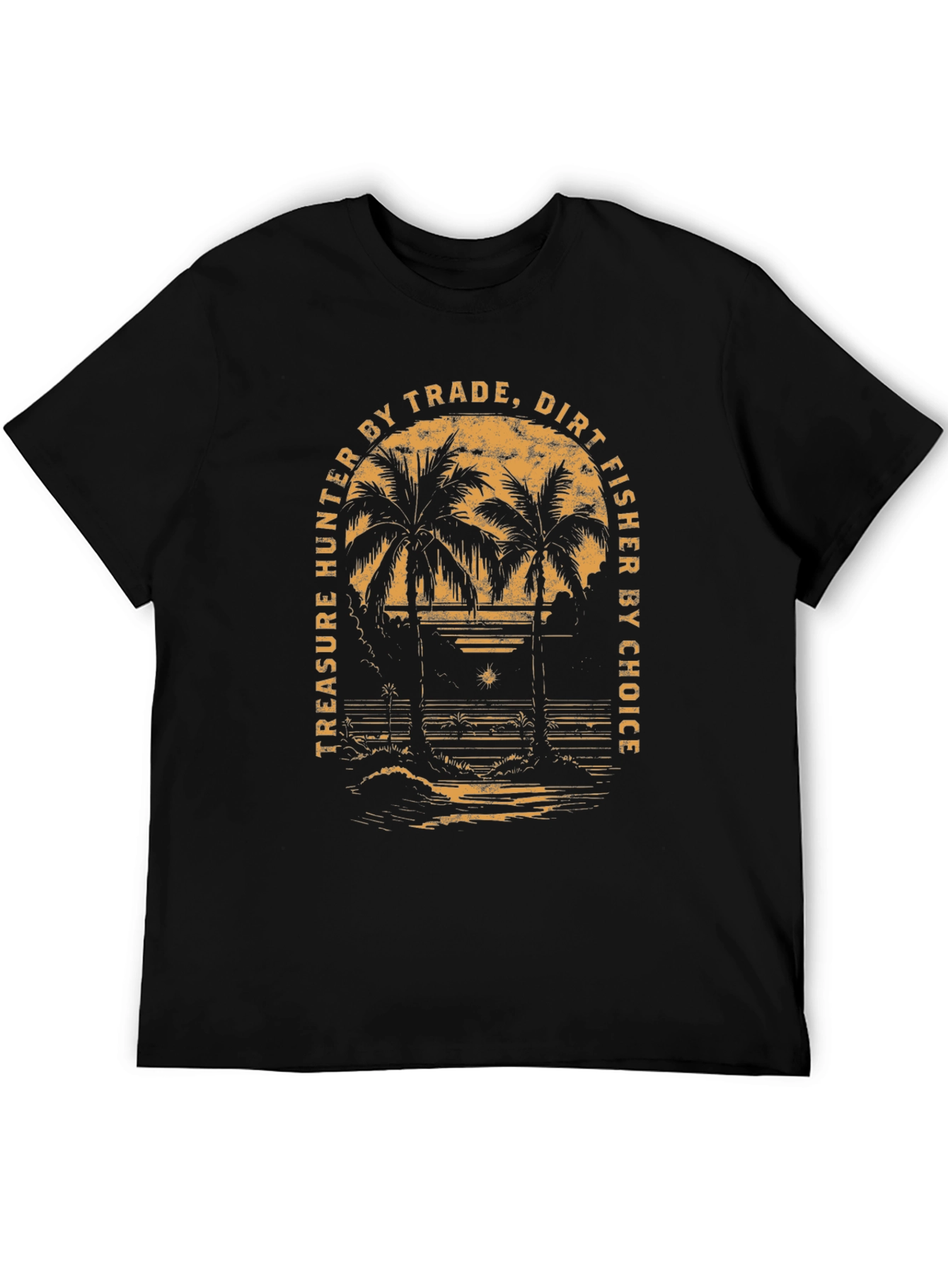 Treasure Hunter Beach Palm Tree Graphic T-Shirt