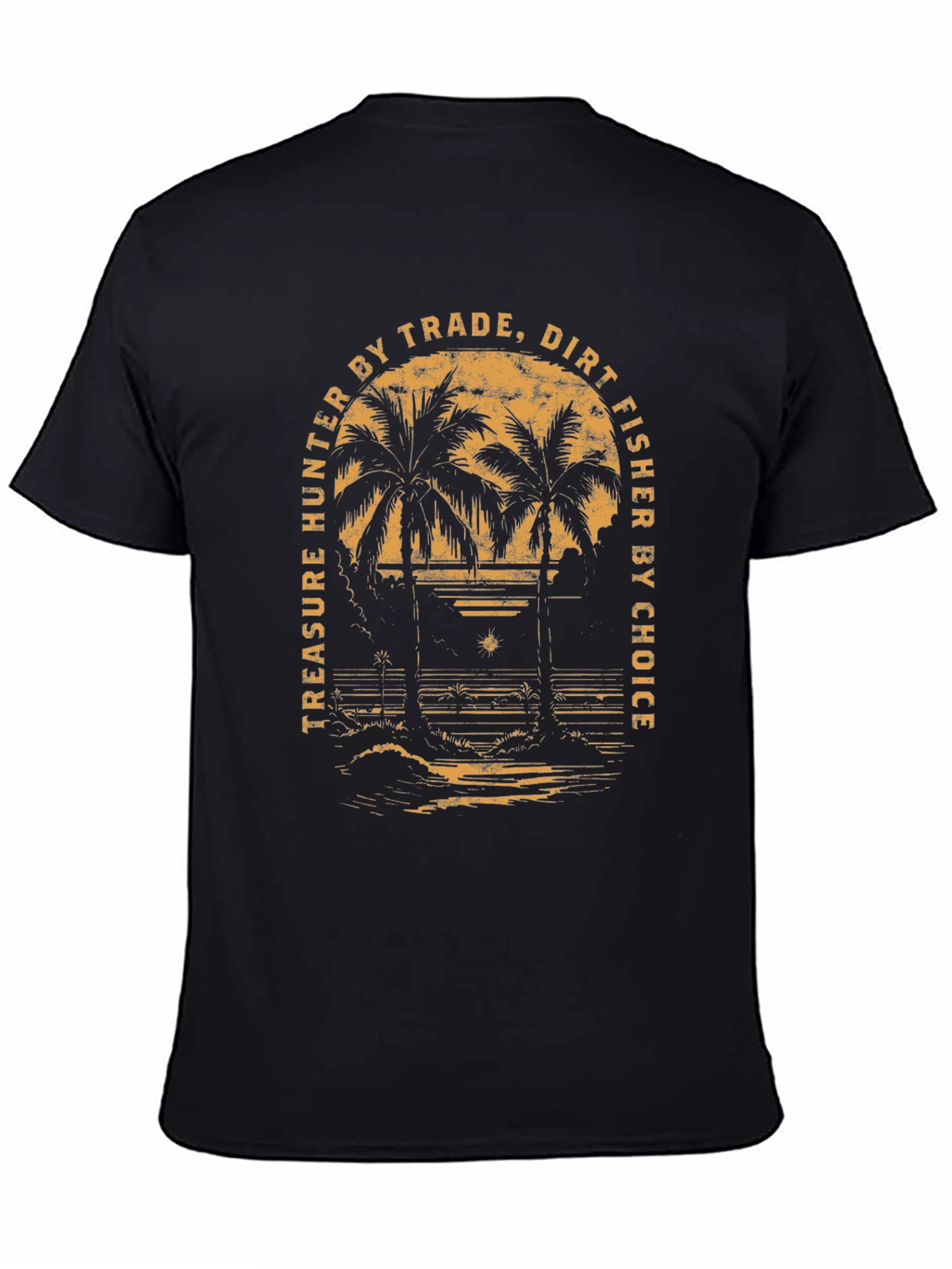 Treasure Hunter Beach Palm Tree Graphic T-Shirt