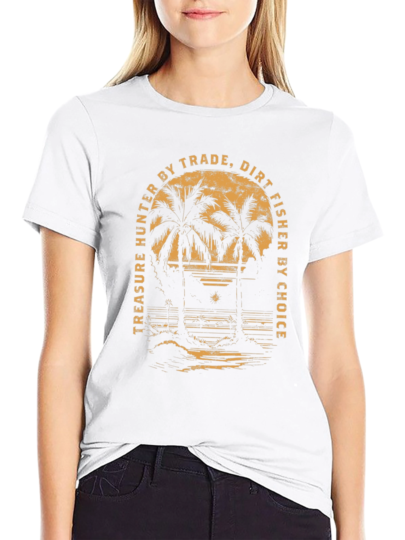 Treasure Hunter Beach Palm Tree Graphic T-Shirt