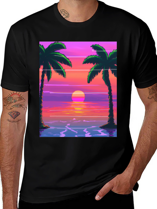 Retro Sunset Palm Tree Graphic Tee