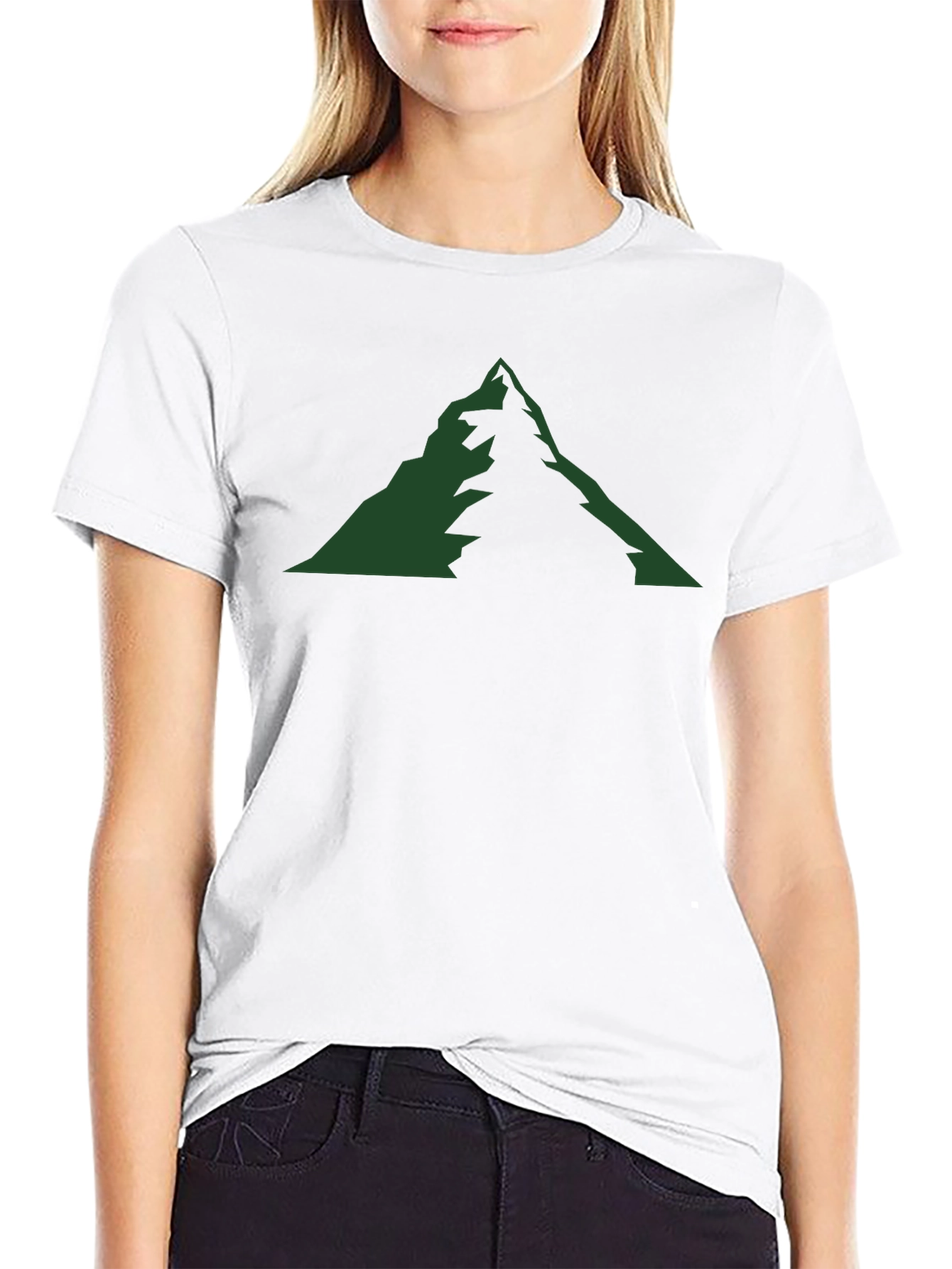 Mountain Graphic Tee - Black Cotton Blend Casual Shirt