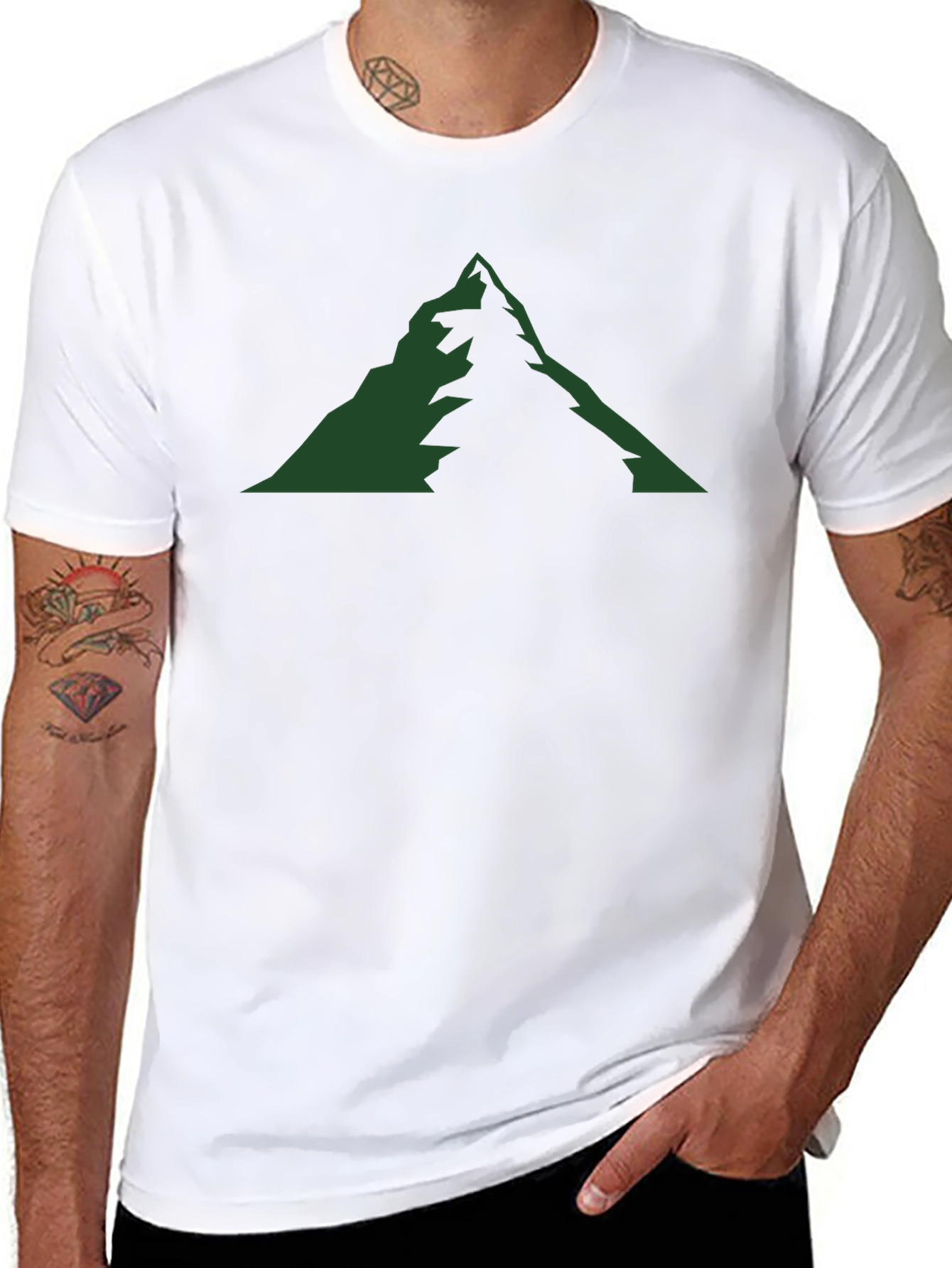 Mountain Graphic Tee - Black Cotton Blend Casual Shirt