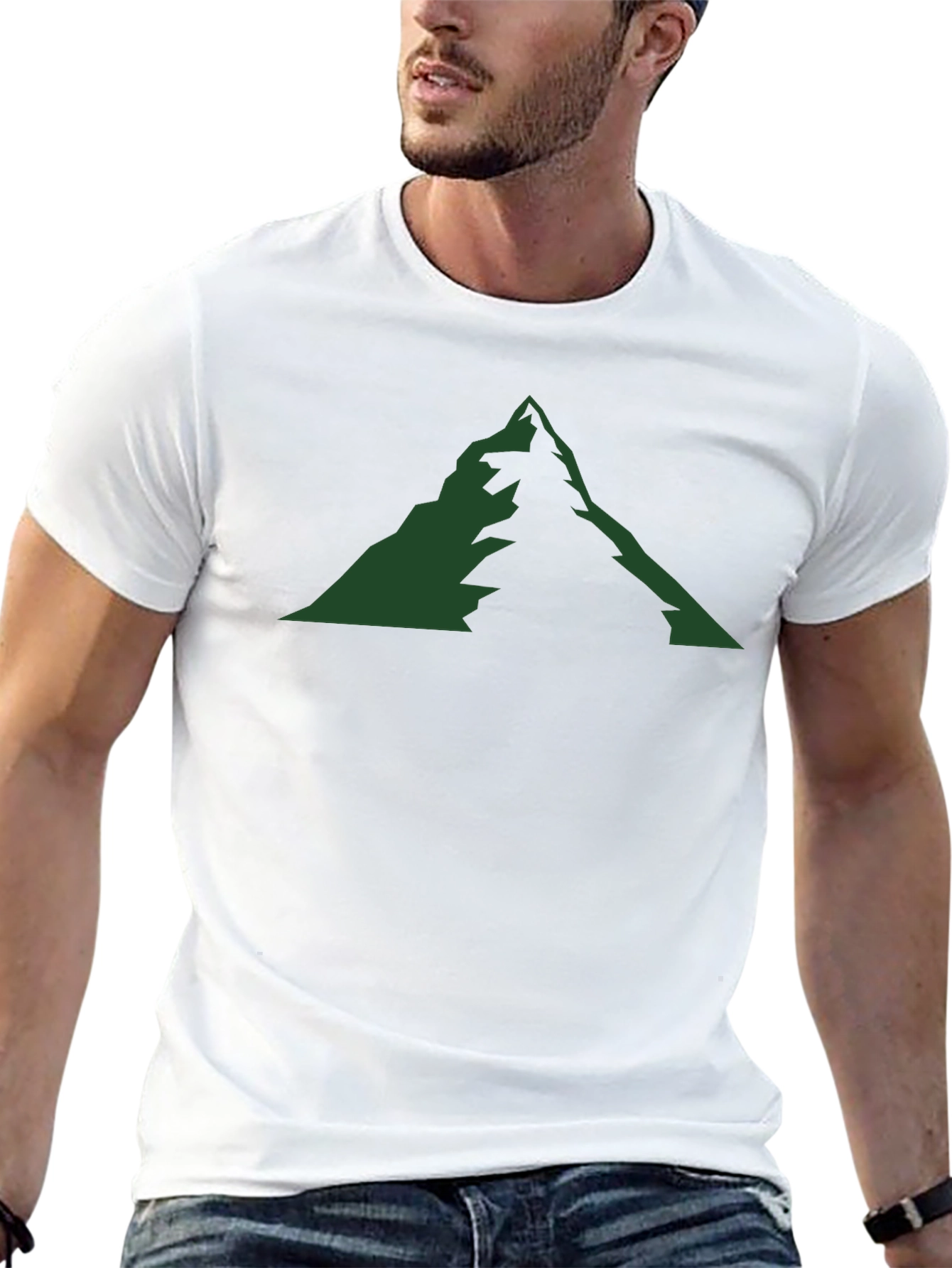 Mountain Graphic Tee - Black Cotton Blend Casual Shirt