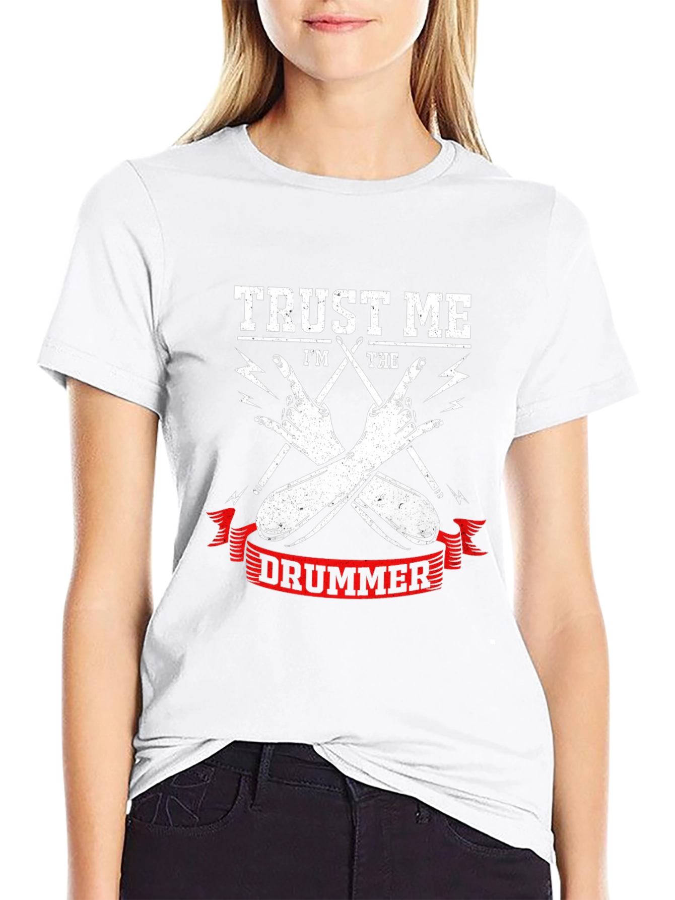 Trust Me Im The Drummer Black Graphic T-Shirt