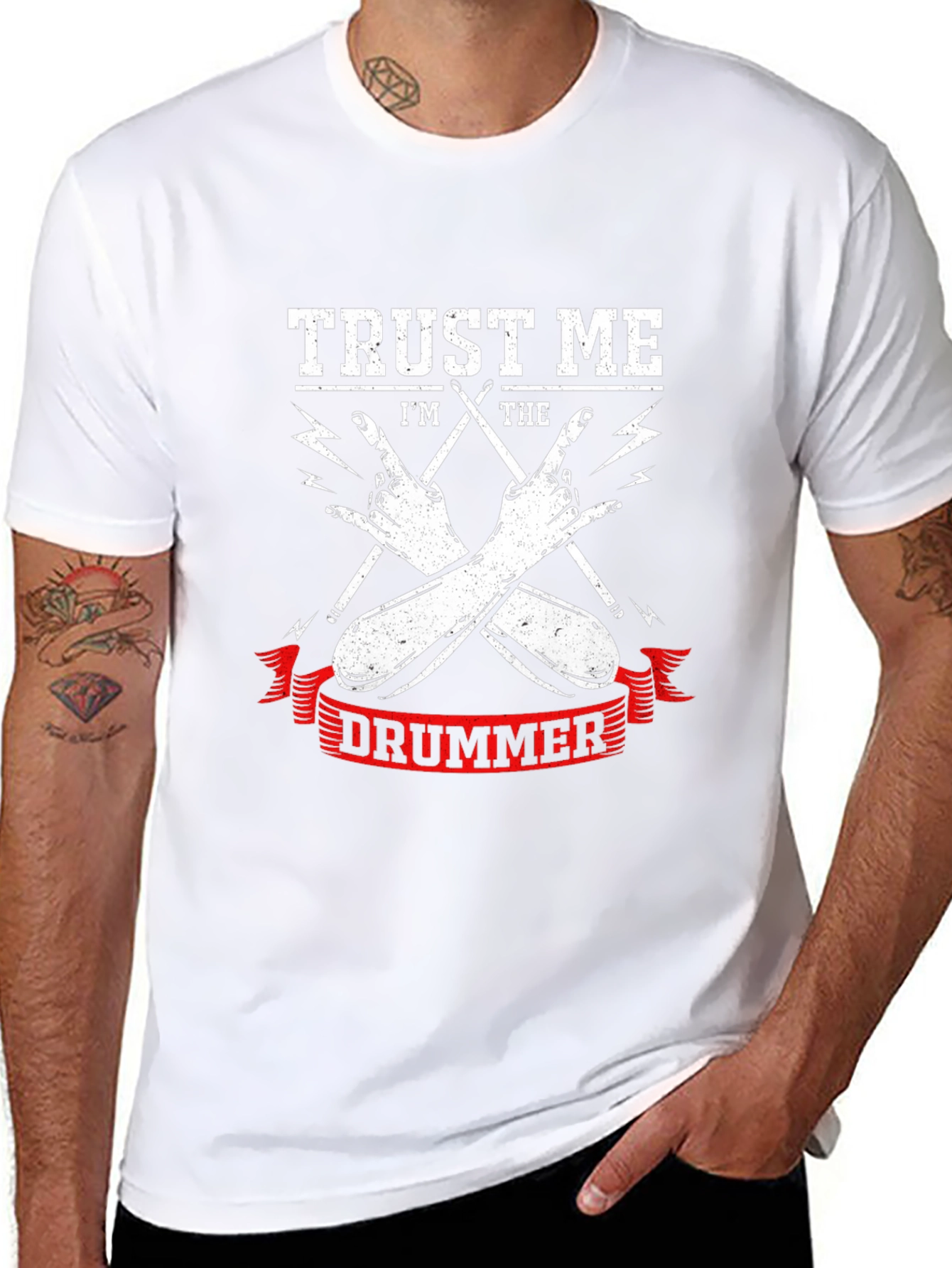 Trust Me Im The Drummer Black Graphic T-Shirt