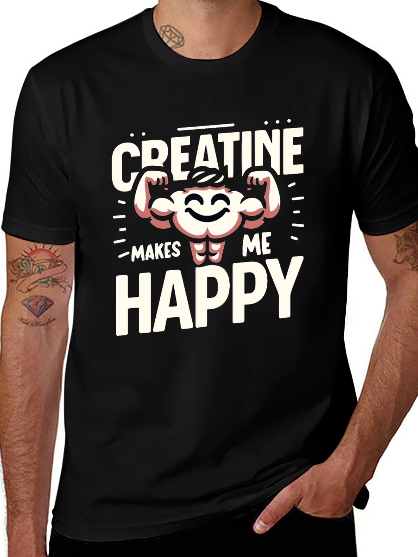Creatine Makes Me Happy Black Graphic T-Shirt