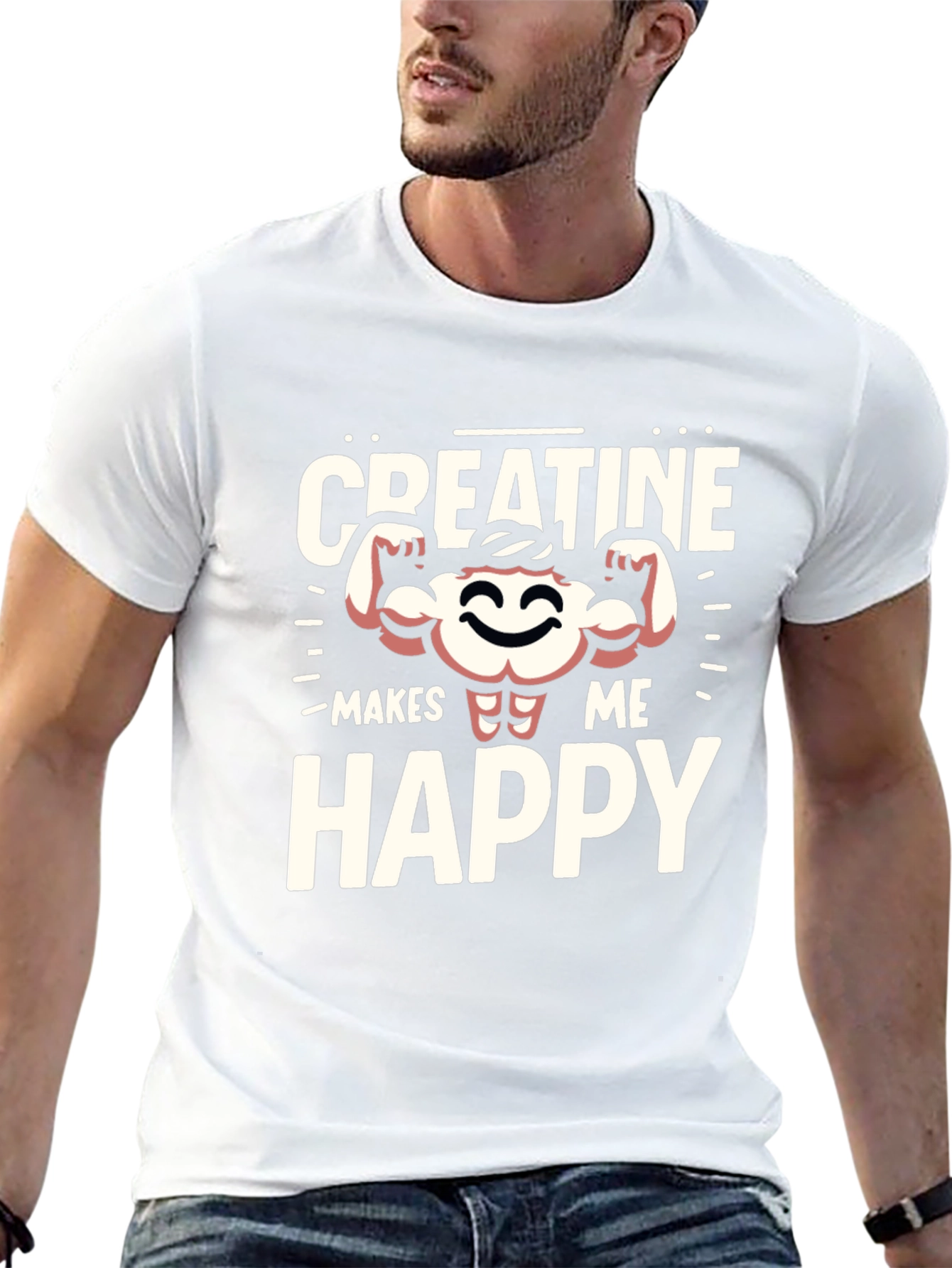 Creatine Makes Me Happy Black Graphic T-Shirt