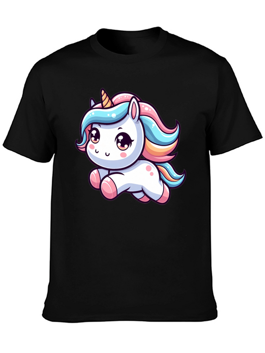 Unicorn Graphic Tee - Black Cotton T-Shirt