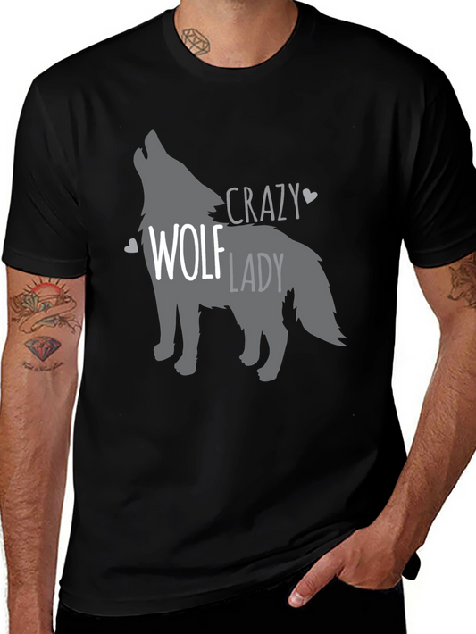 Crazy Wolf Lady T-Shirt - Animal Lover Tee