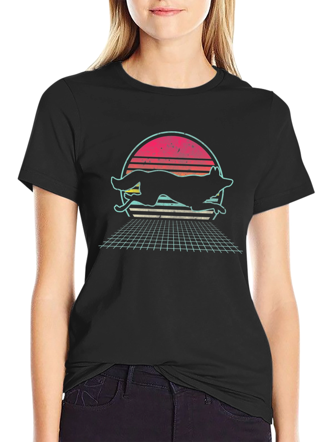 Retro Synthwave Wolf T-Shirt