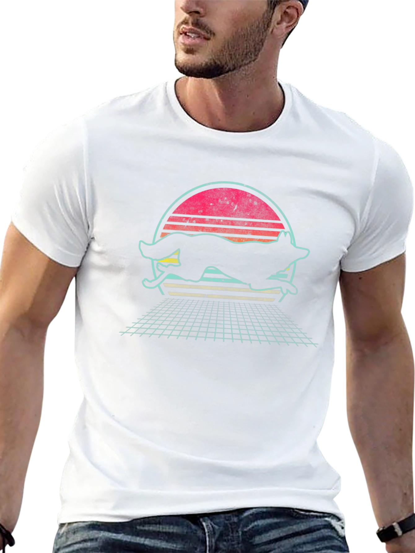 Retro Synthwave Wolf T-Shirt