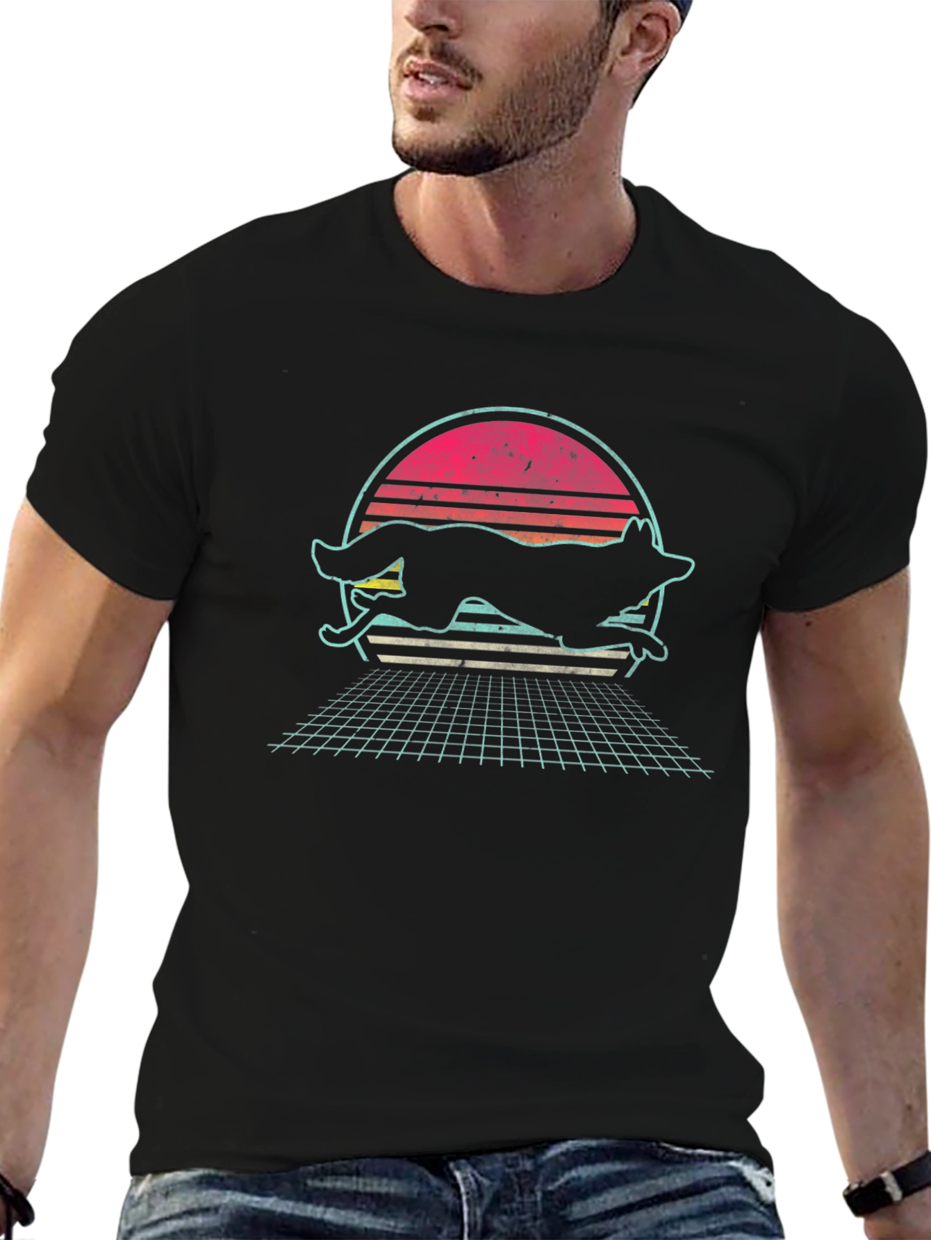 Retro Synthwave Wolf T-Shirt