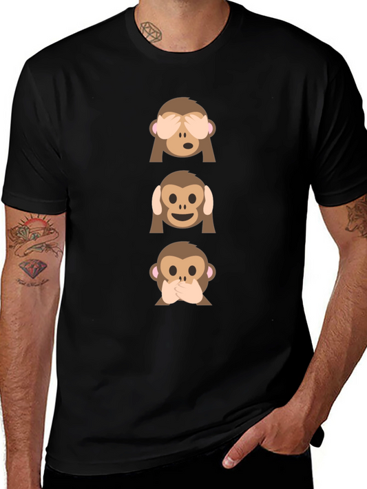Hear See Speak No Evil Monkey Emoji Graphic Tee