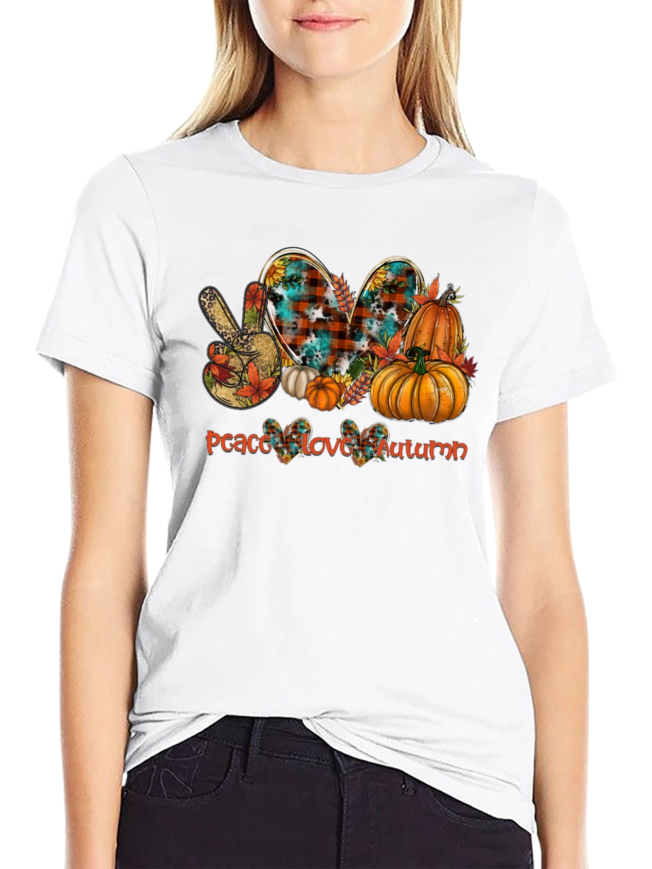 Peace Love Autumn T-Shirt - Fall Graphic Tee