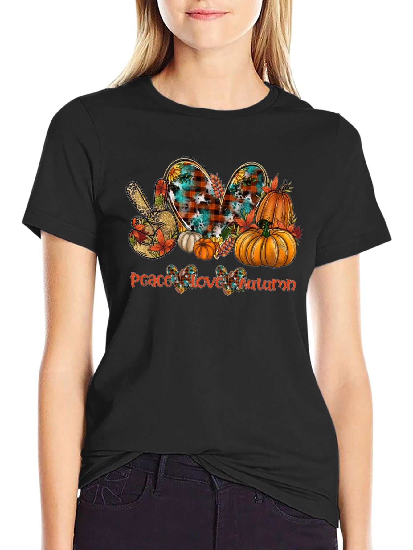 Peace Love Autumn T-Shirt - Fall Graphic Tee