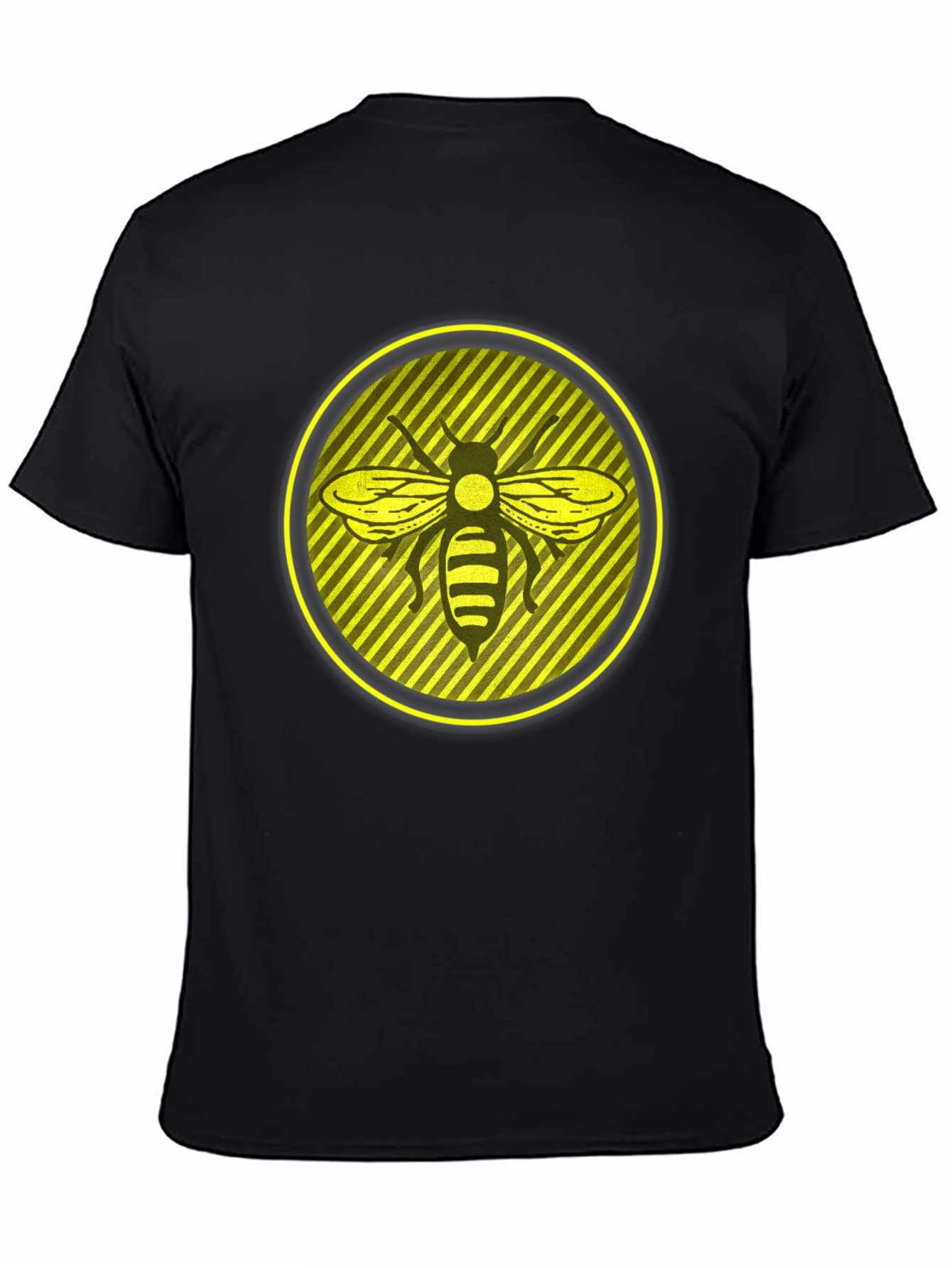 Striking Bee Graphic Tee - Black Cotton Casual Wear