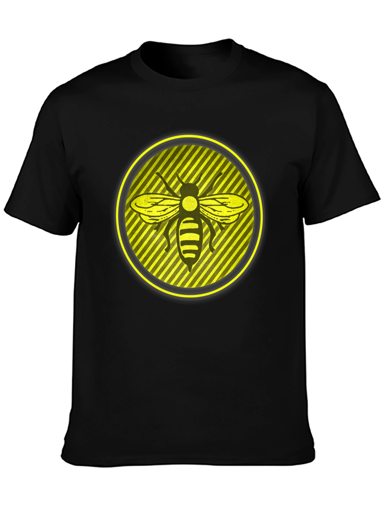 Striking Bee Graphic Tee - Black Cotton Casual Wear