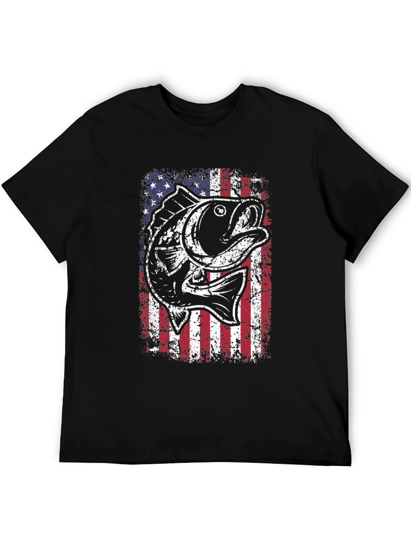 Fishing USA Flag Graphic T-Shirt