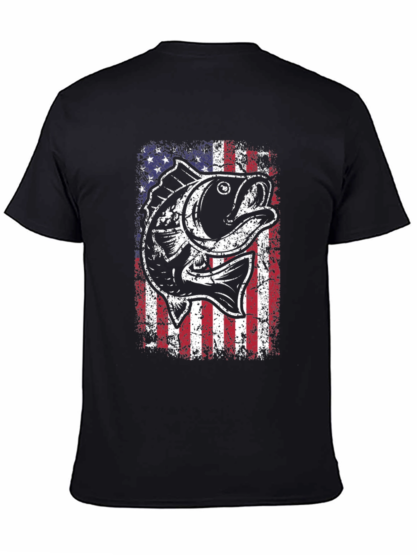 Fishing USA Flag Graphic T-Shirt