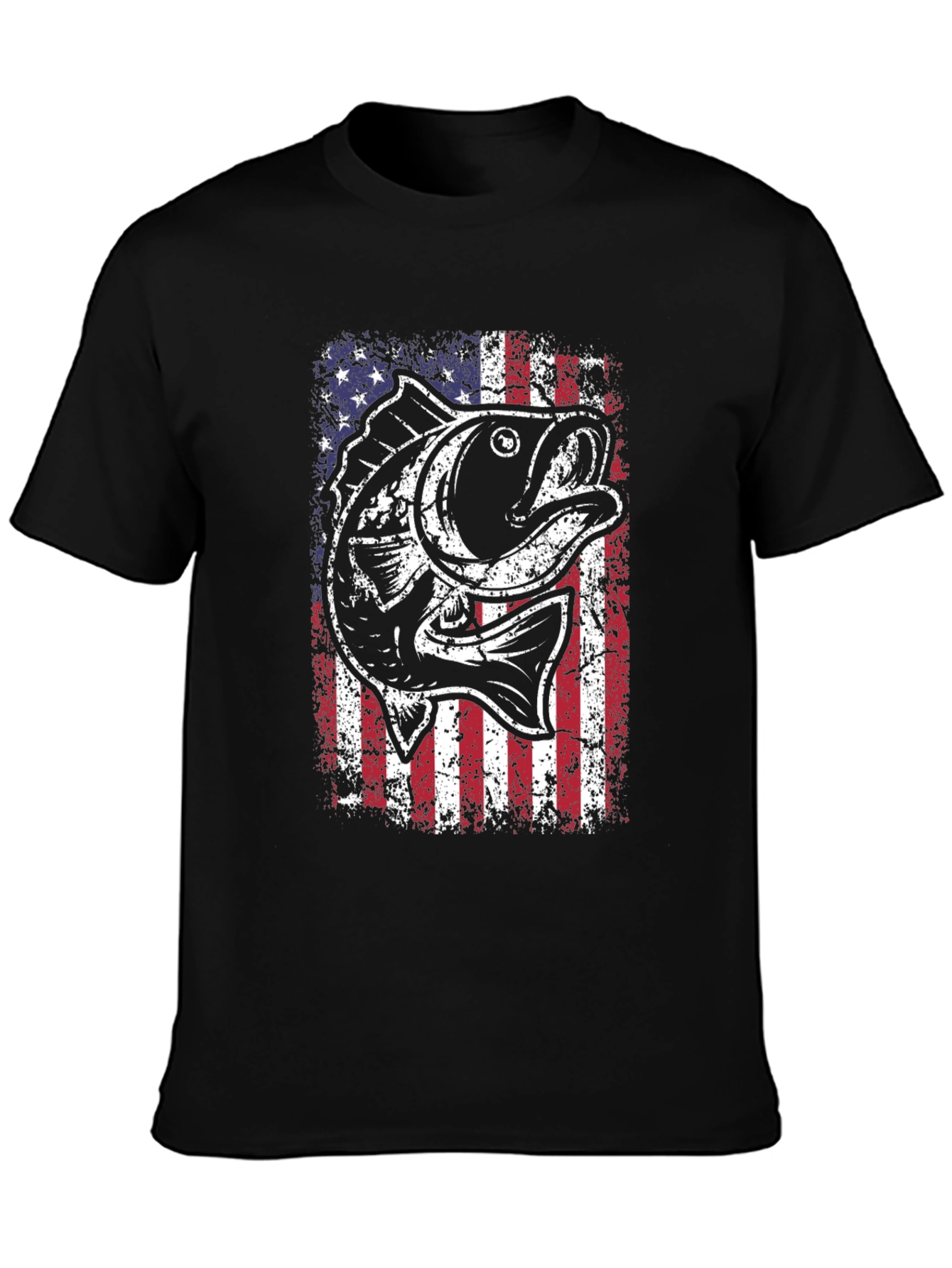 Fishing USA Flag Graphic T-Shirt