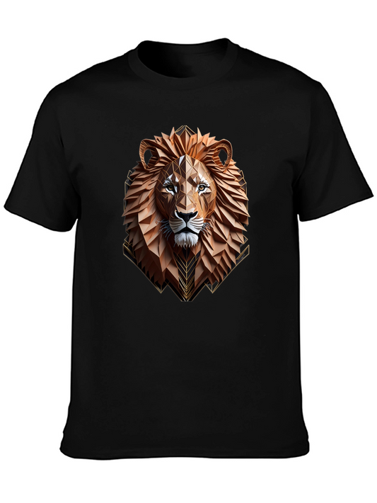 Geometric Lion Graphic Tee - Stylish Mens T-Shirt