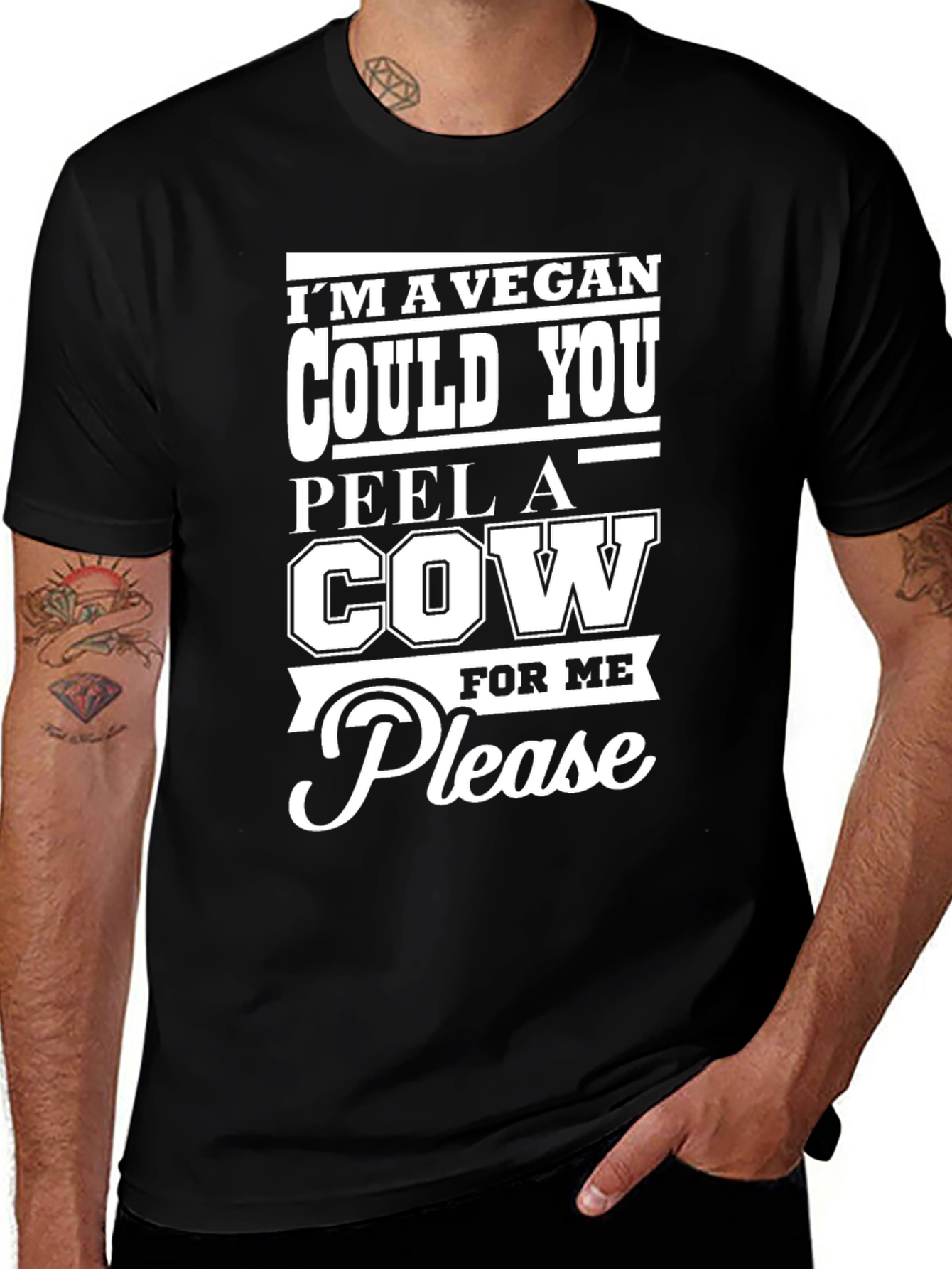 Vegan Humor T-Shirt: Peel a Cow Please!