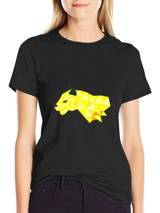 Geometric Lion Graphic Black T-Shirt